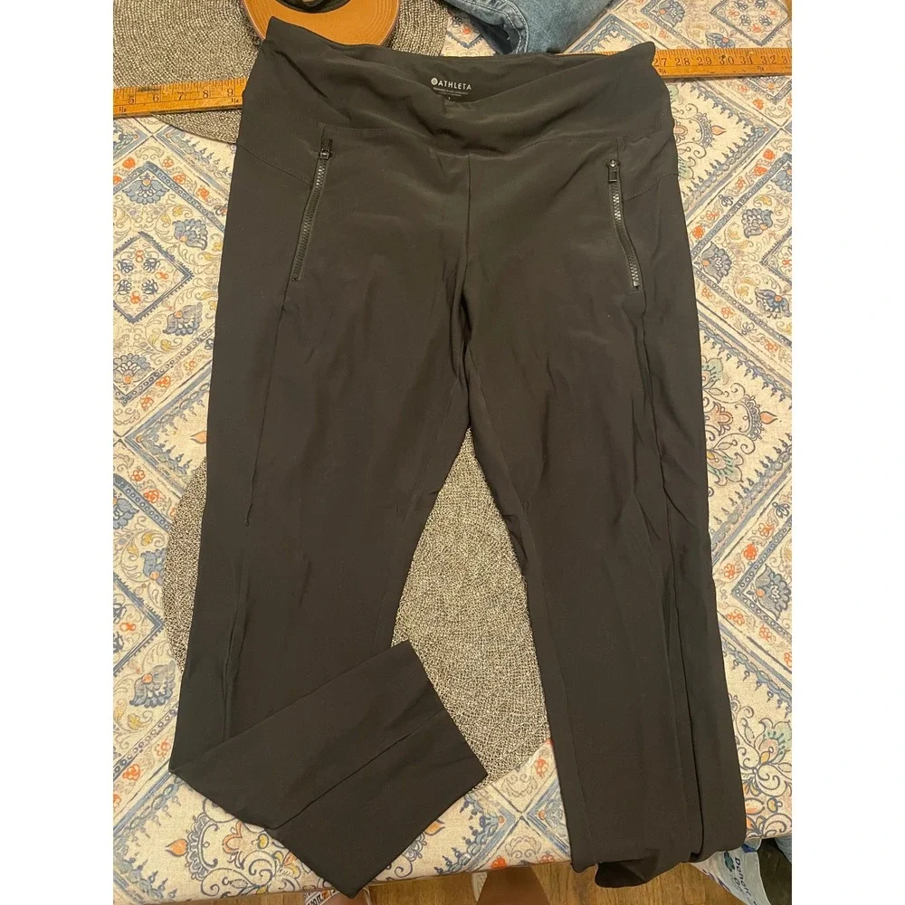 Athleta Headlands Hybrid Trekker Pants Womens Large Black Hiking Commuter Zip